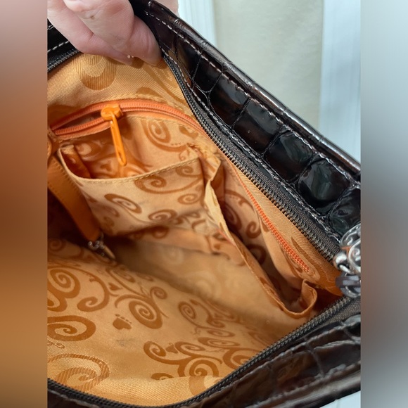 Brighton Brown Shoulder Bag with Crocodile Texture - Picture 10 of 11